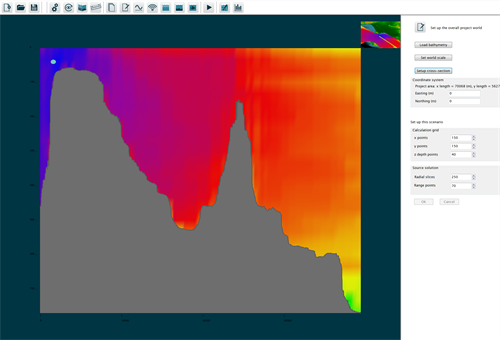 dBSea cross-section view of underwater noise propagation