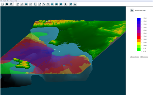 dBSea 3D depth visualisation of underwater noise levels