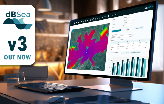 dBSea v3 interface showing underwater acoustic modelling